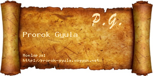 Prorok Gyula névjegykártya