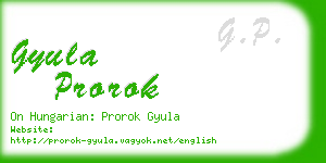 gyula prorok business card